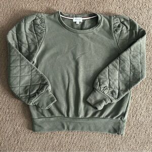 Evereve olive green quilted sleeve sweatshirt